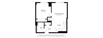 a floor plan of a unit with a bedroom and a living room