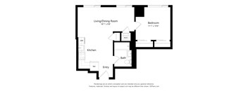 a floor plan of a unit with a bedroom and a living room