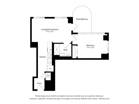 a floor plan of a home with an open floor plan with a bedroom and bathroom