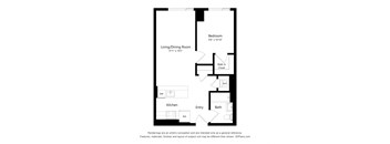 a floor plan of a unit with a bedroom and a living room