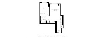 a floor plan of a unit with a bedroom and a living room
