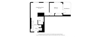 a floor plan of a unit with a bedroom and a living room