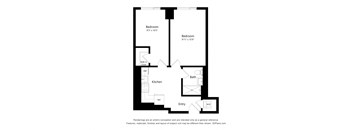 a floor plan of a unit with a bedroom and a den and a kitchen