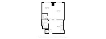 a floor plan of a unit with a bedroom and a den and a kitchen