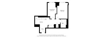 a floor plan of a unit with a bedroom and a living room and a kitchen