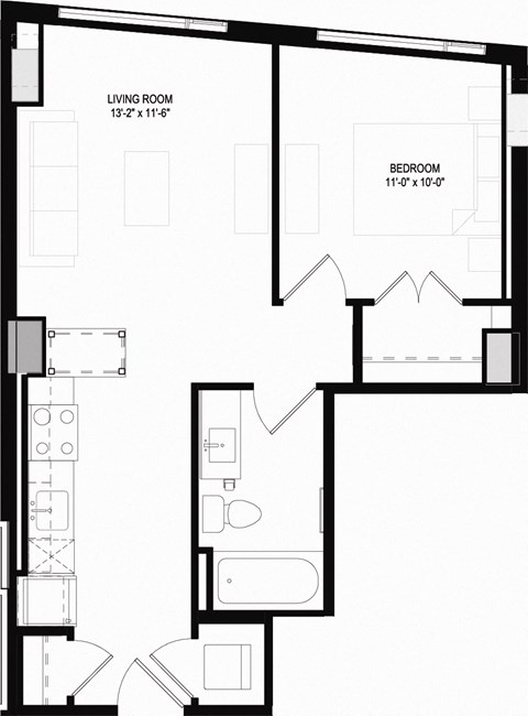 A08 Floor Plan 1 Bedroom