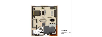 A1A floor plan one bedroom