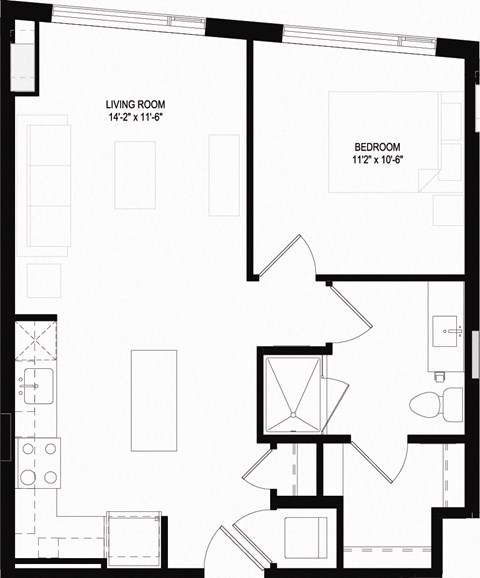 A12 Floor Plan 1 Bedroom