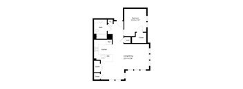 A black and white image of a floor plan for a home.