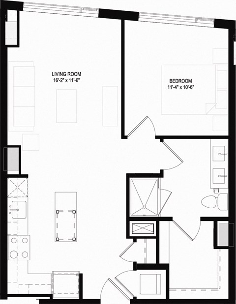 A15 Floor Plan 1 Bedroom