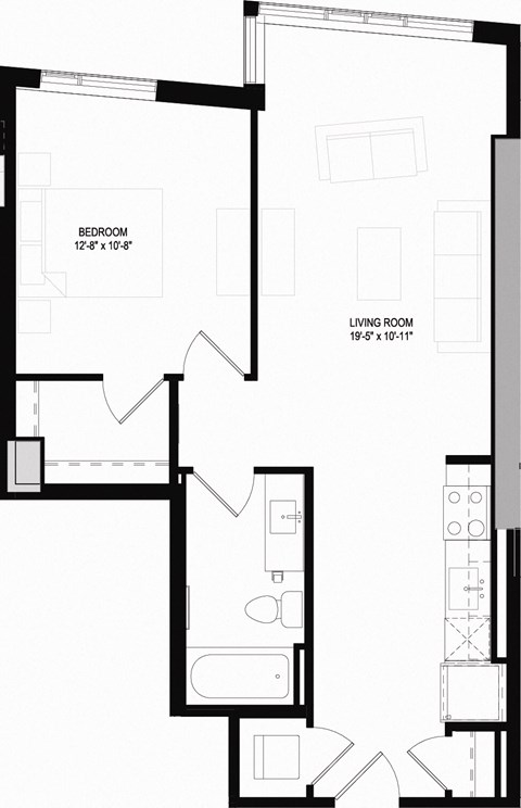 A17 Floor Plan 1 Bedroom