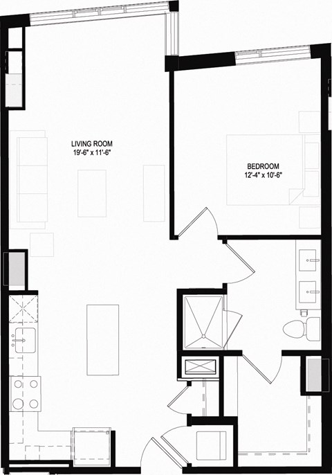 A18 Floor Plan 1 Bedroom