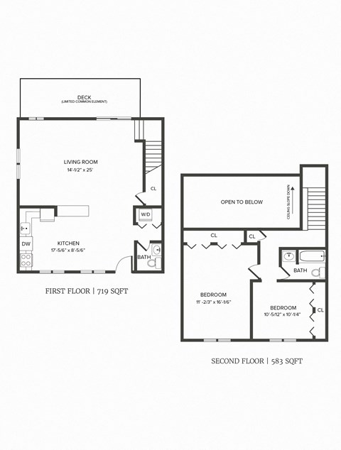 R0C4R 2 Bedroom 1.5 Bath Renovated Floor Plan