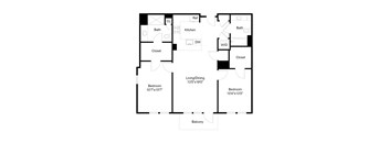 A black and white image of a house floor plan.