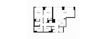 Two bedroom two bath penthouse unit