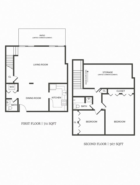 2 bedroom 1.5 bathroom floor plan S0C6 at Greenwich Place, Connecticut, 06830