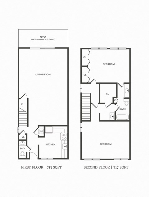 2 bedroom 1.5 bathroom floor plan C07
