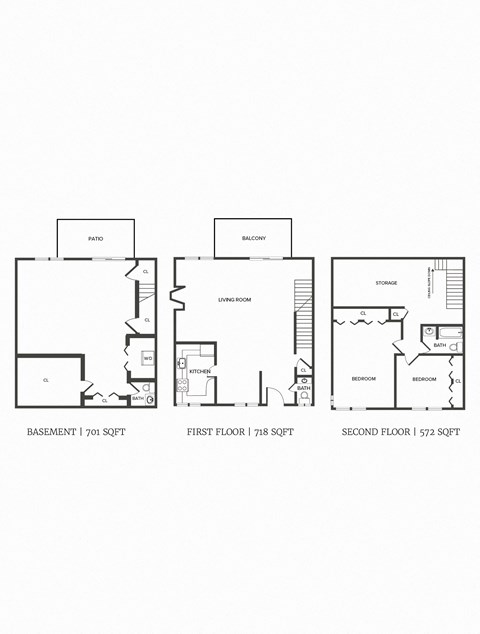 2 bedroom 1.5 bathroom floor plan C9