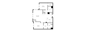 A black and white image of a house floor plan.