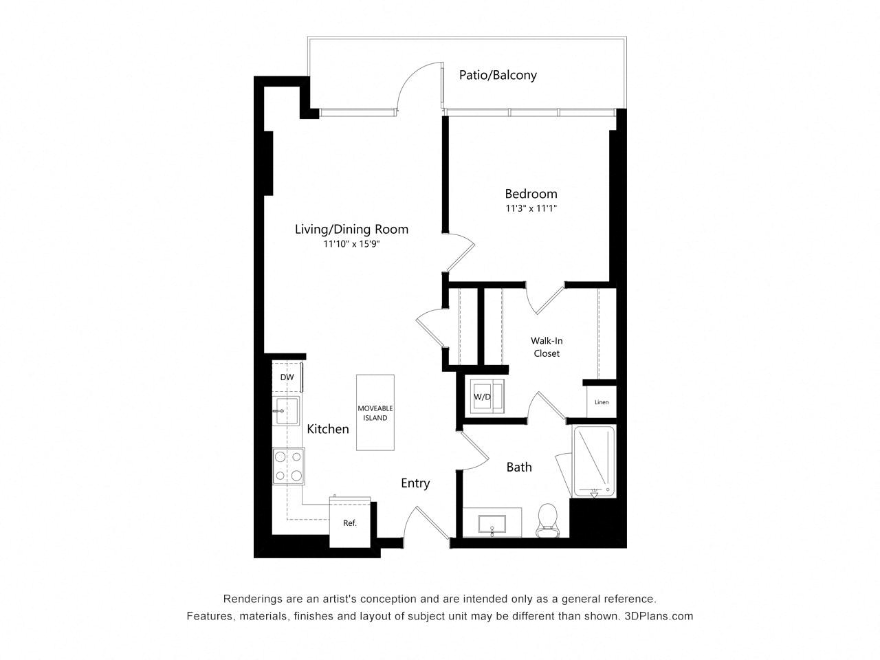 A01 - 1 Bedroom floor plan