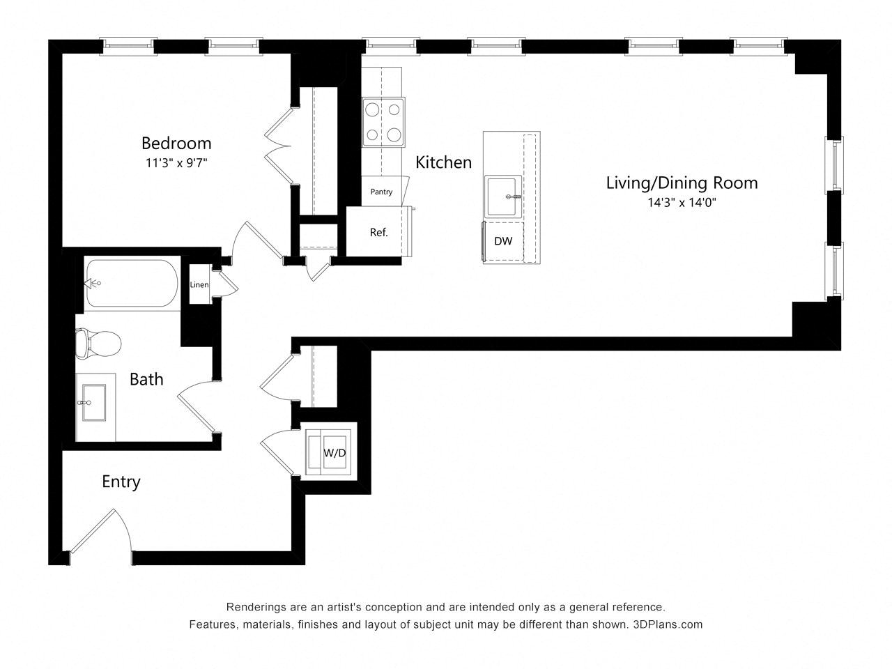 A07- 1 Bedroom floor plan