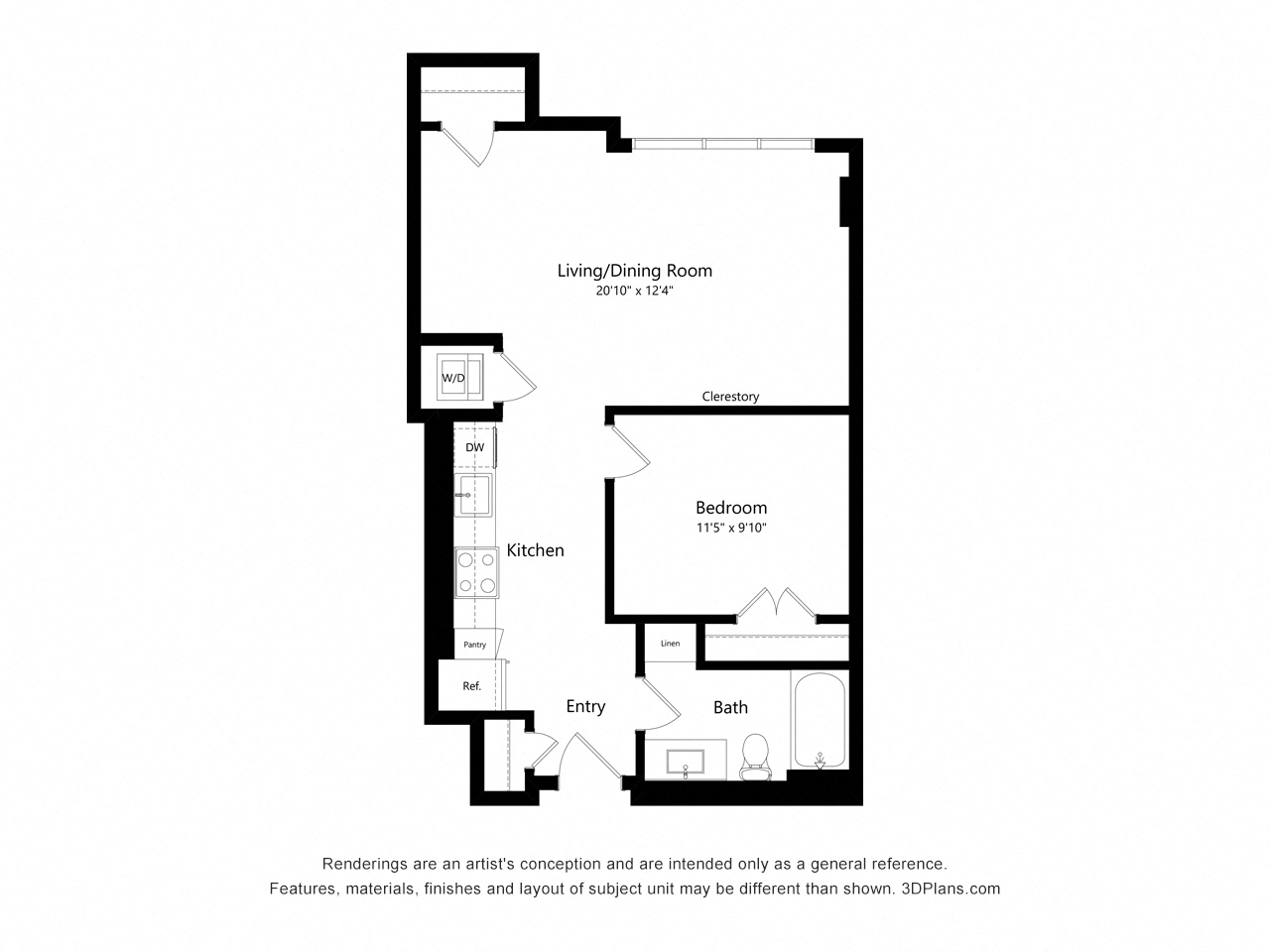 J06 - JR 1 Bedroom floor plan
