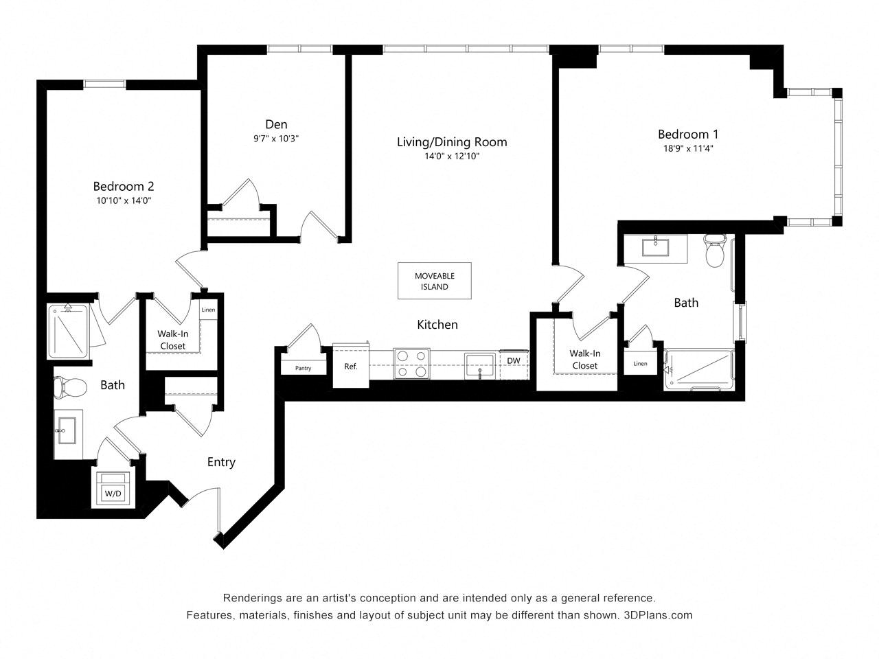 D02A - 3 Bedroom floor plan