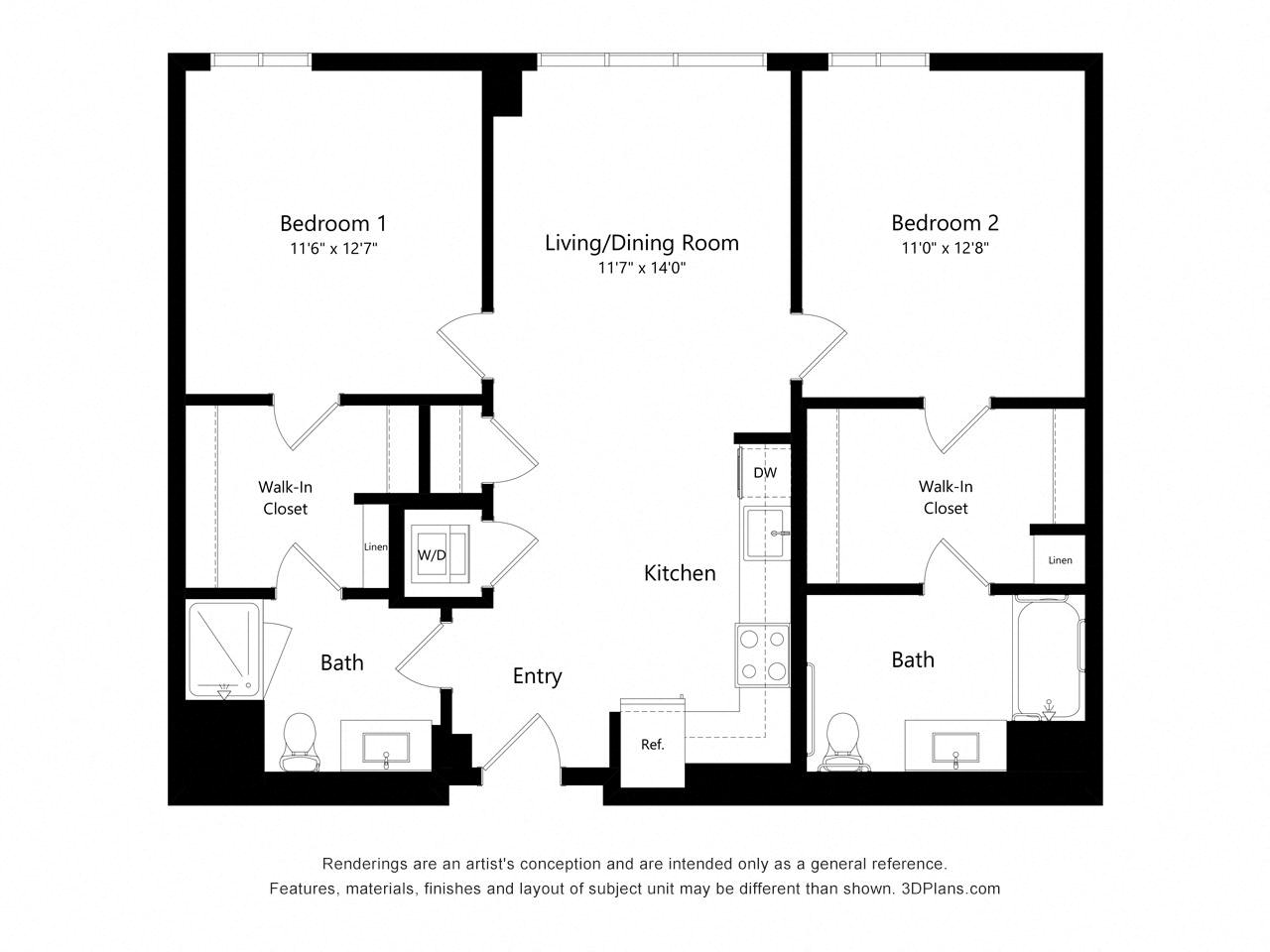 C03A - 2 Bedroom floor plan