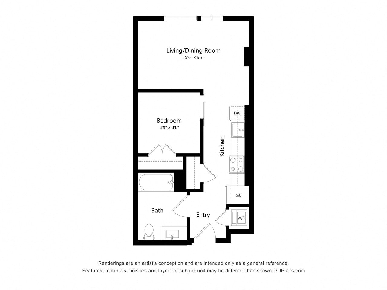 J01A - JR 1 Bedroom floor plan