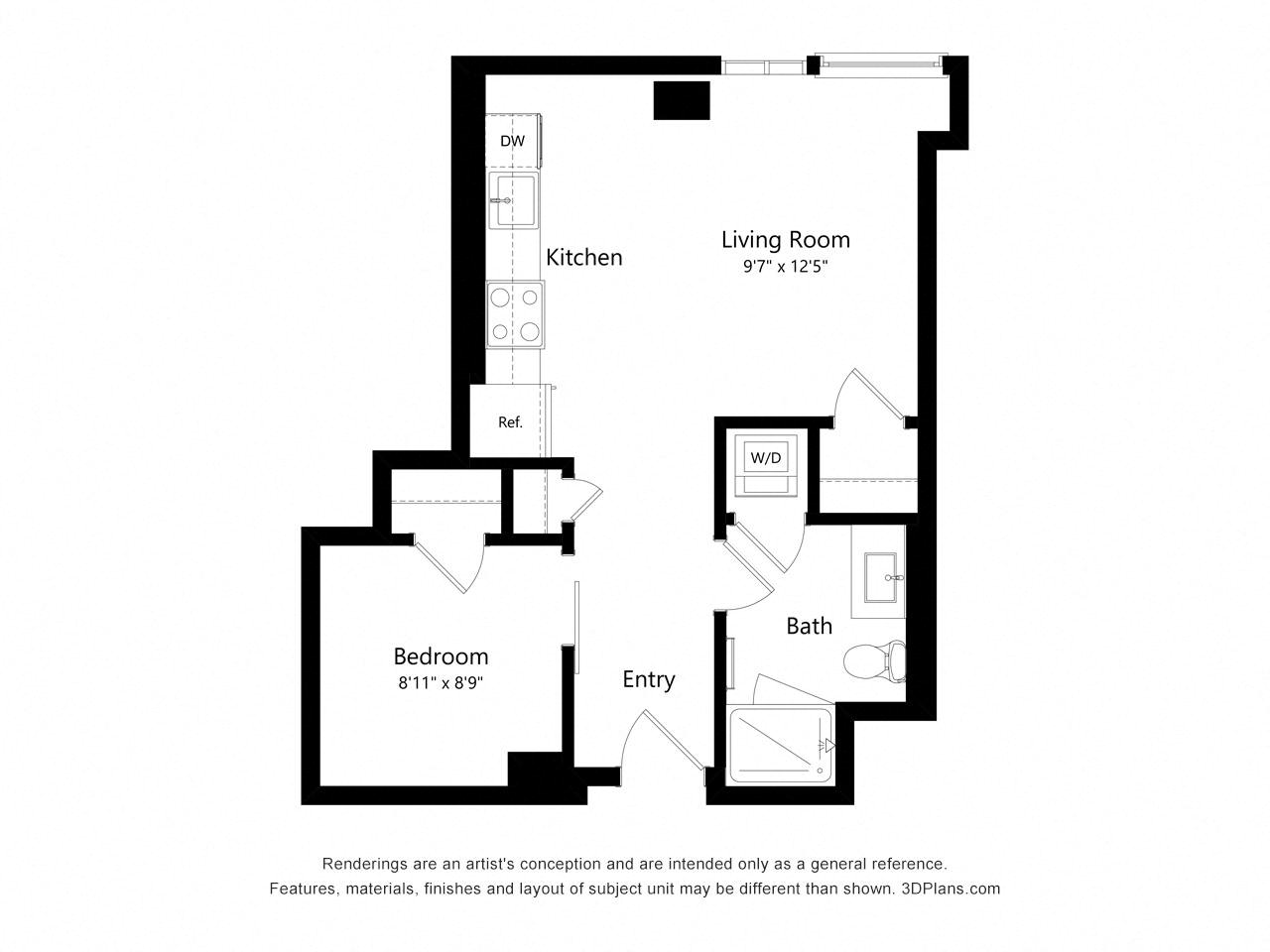 J04 - JR 1 Bedroom floor plan