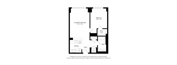 One bedroom floor plan at Continuum, White Plains, NY, 10606