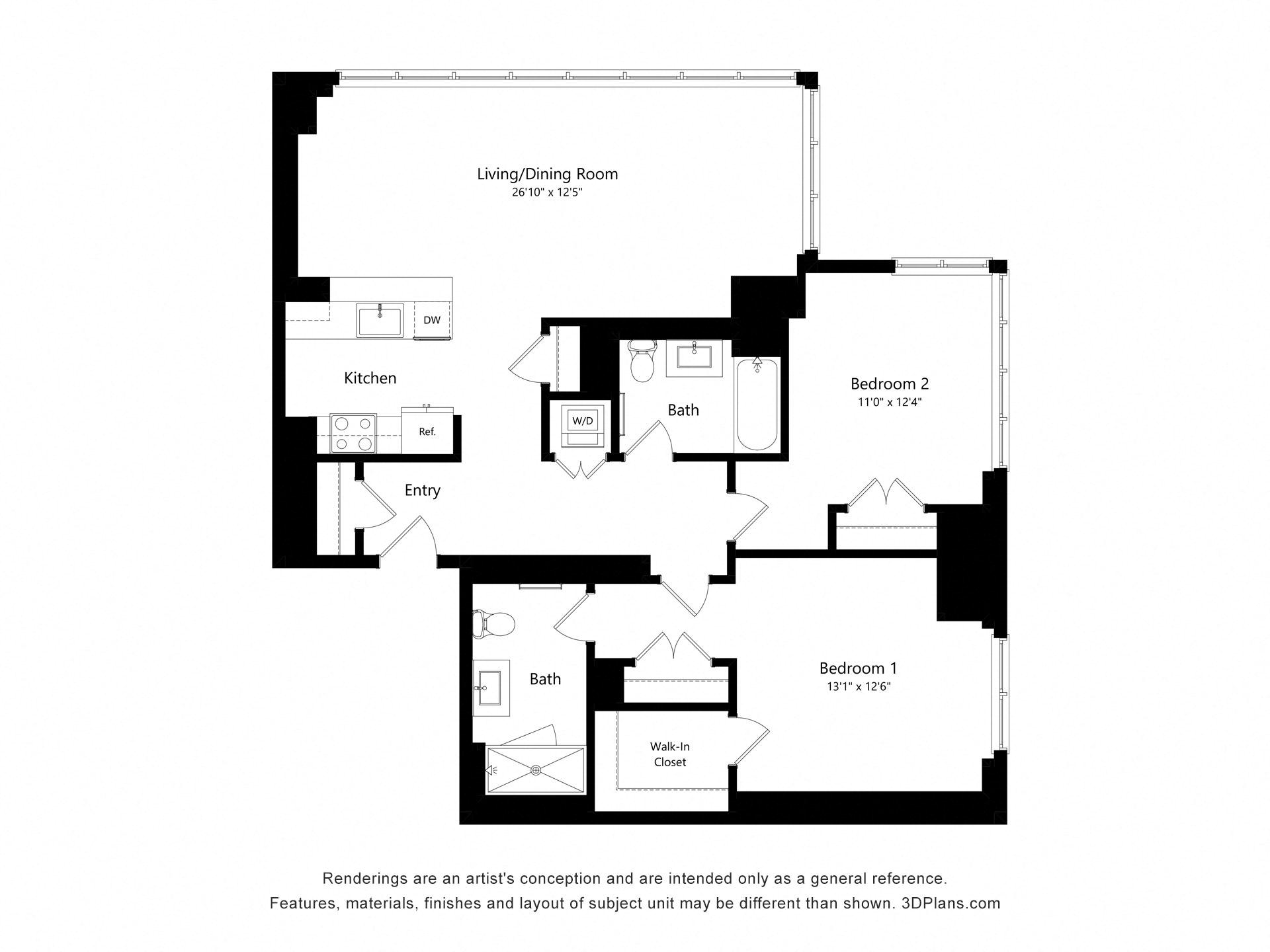 2 Bed 2 Bath Floor Plan C09 Continuum White Plains