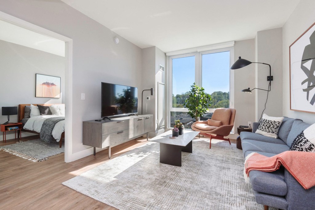 Couch in living room at Continuum, New York