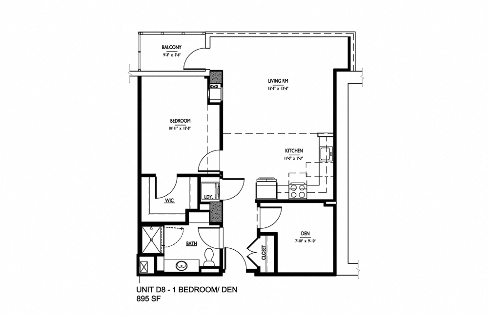 Penthouse 1 bedroom 1 bath Floor Plan D8 Penthouse at 1919 Market St., Pennsylvania, 19103