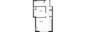 J11 Floor Plan - 1 Bedroom, 1 Bath, 506 Square Feet