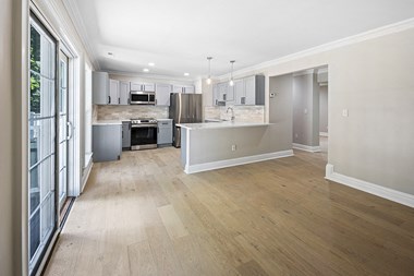 Renovated kitchen and living room space
