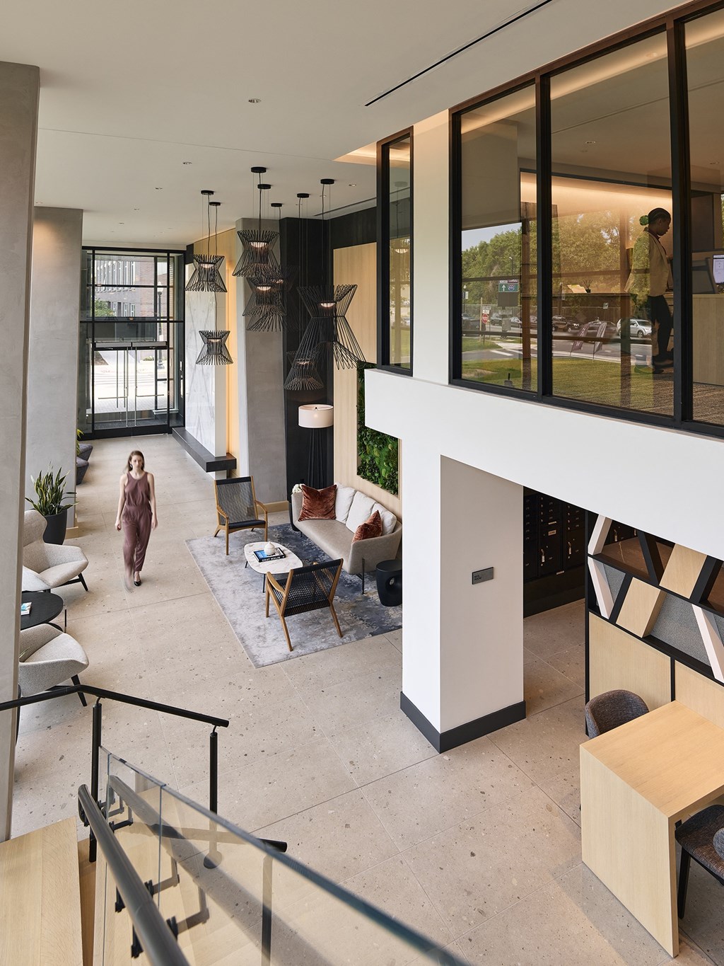a view of the lobby from the second floor