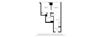 A01J Floor Plan 1 Bed 1 Bath
