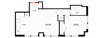 1 bedroom 1 bathroom Floor plan O at Altaire, Arlington
