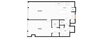 1 bedroom 1 bathroom Floor plan R at Altaire, Virginia, 22202