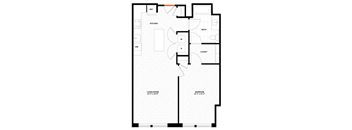 1 bedroom 1 bathroom Floor plan T at Altaire, Arlington, VA