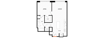 1 bedroom 1 bathroom Floor plan A at Altaire, Virginia