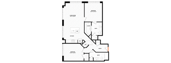 2 bedroom 2 bathroom Floor plan S at Altaire, Arlington, 22202