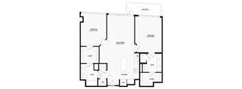 2 bedroom 2 bathroom Floor plan T at Altaire, Arlington, Virginia
