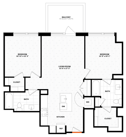 2 bedroom 2 bathroom Floor plan C at Altaire, Virginia, 22202