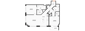 2 bedroom 2 bathroom Floor plan N at Altaire, Arlington, Virginia