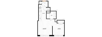 Studio 1 bathroom floor plan at Altaire, Virginia