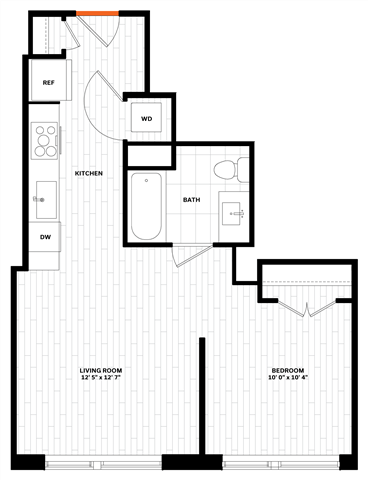 Studio 1 bathroom floor plan at Altaire, Virginia