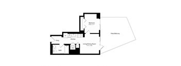 1 bed 1 bath floor plan T at Continuum, White Plains, New York
