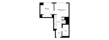 1 bed 1 bath floor plan Q at Continuum, White Plains, NY, 10606